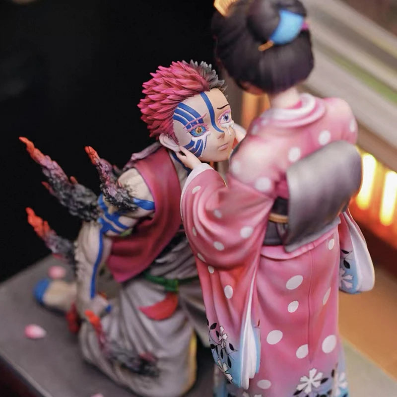 27cm Demon Slayer Gk Popart Akaza & Koyuki Cherry Blossom Scene Desktop Ornament Model Figure Anime Collectible Periphery Gift