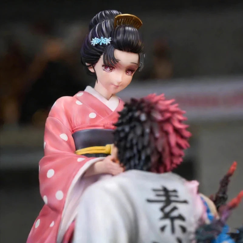 27cm Demon Slayer Gk Popart Akaza & Koyuki Cherry Blossom Scene Desktop Ornament Model Figure Anime Collectible Periphery Gift